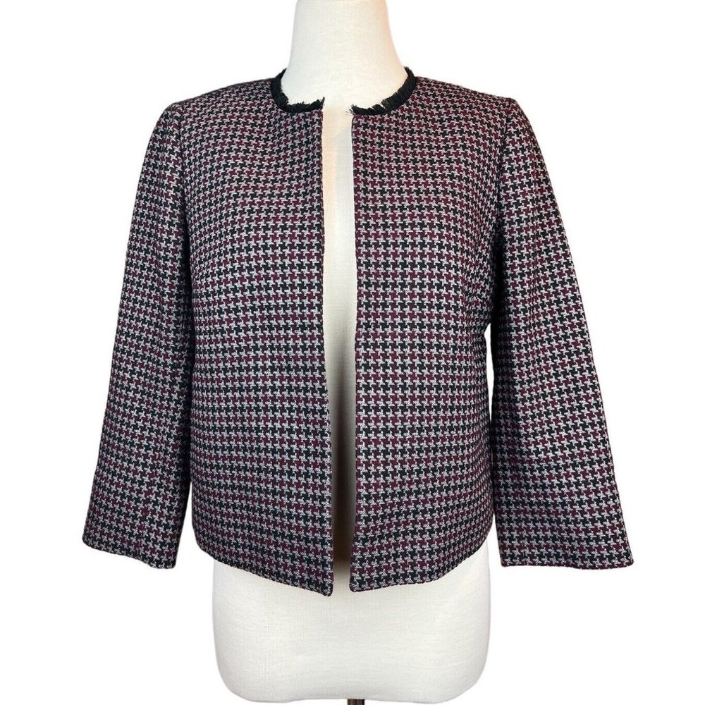 NWT Womens Size XS Ann Taylor LOFT Houndstooth Blazer Jacket with Pockets